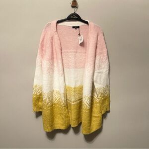 FRNCH Paris Lincey Cardigan S/M Pink White Tan NWT